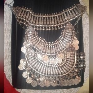 Sukiso Silver Coin Collar Necklace